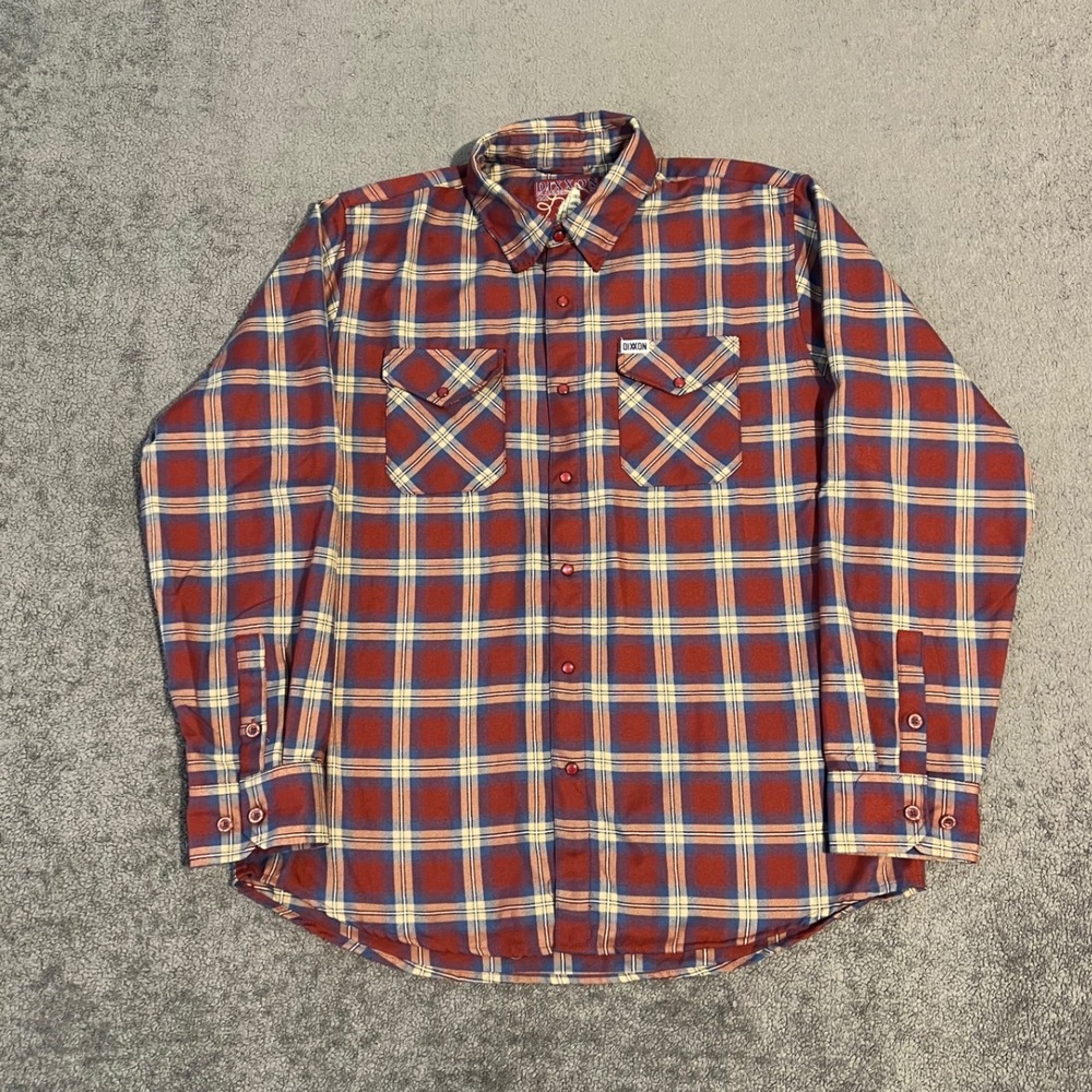 NWOT Dixxon Flannel Co Old Port Plaid Shirt Mens XL Red Blue Long Sleeve